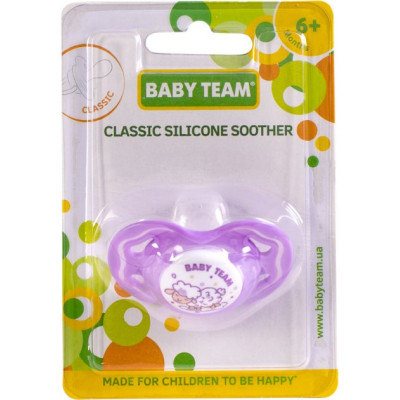 Пустушка Baby Team силіконова, класична, 6+ міс (3014_фіолетовий) Вінниця - фото 3