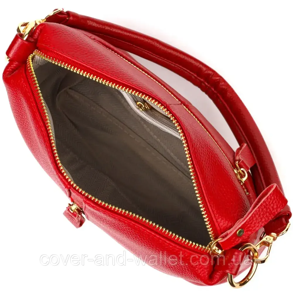 Женская сумка через плечо из натуральной кожи красного цвета Leather Collection Киев - изображение 6