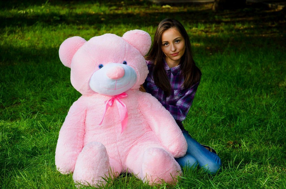 Плюшевий ведмедик М'яка іграшка Рафаель 140 см Рожевий Тернопіль - фото 3