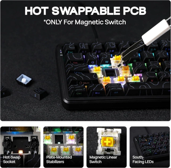 Игровая механическая клавиатура Ajazz AK680 MAX Black: Магнитные свечи, Rapid Trigger, RGB, Hot-Swap, 65% (Б/У, Состояние 10/10) Киев