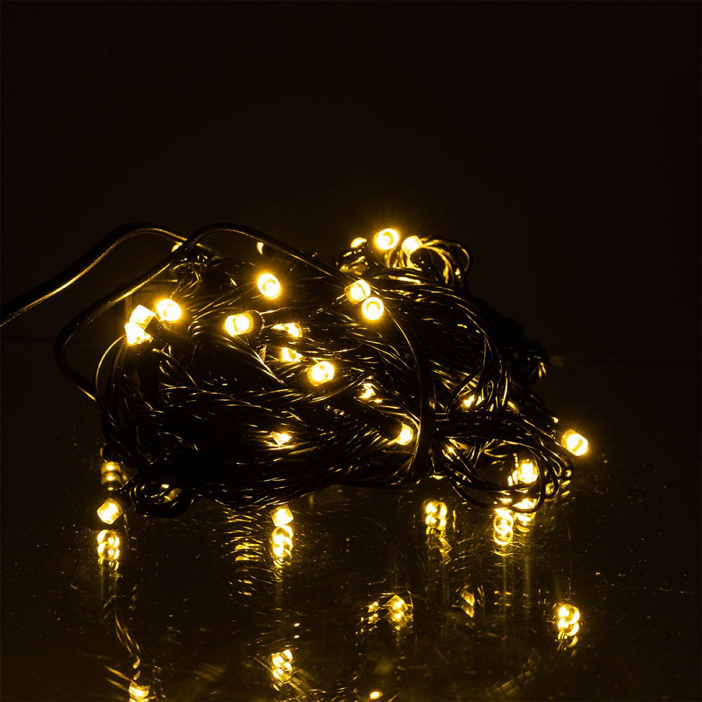 Новорічна кімнатна гірлянда нитка 6 м 50 LED чорний провід Жовтий W50LED6MBY Київ - фото 8