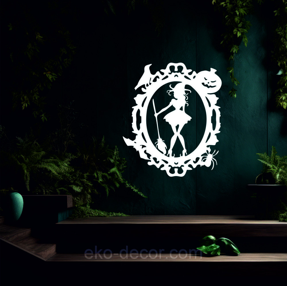 Декоративне настінне Панно «Ведьма з віником», Декор на стіну 50*43 см, Білий Київ - фото 4