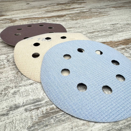 Набор шлифовальных кругов 100 шт 125 мм 8 отверстий на липучке универсальные для дерева и металла Киев