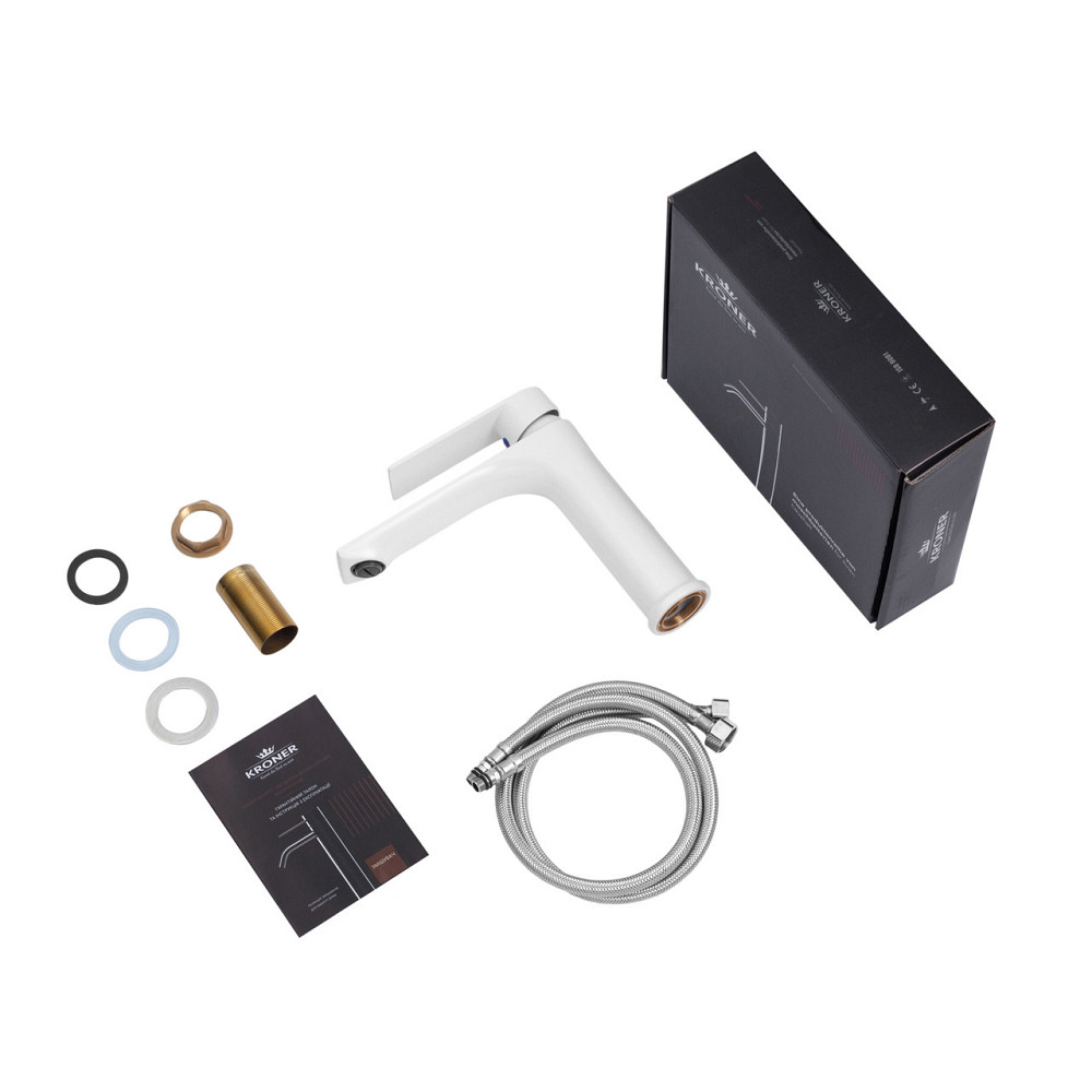 Смеситель для раковины Kroner KRP Jena - W010 белый мат Киев - изображение 9