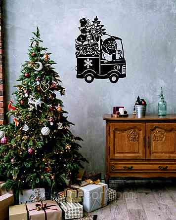 Декоративное настенное Панно «Новый год», Декор на стену 90*68 см, Чёрный Киев