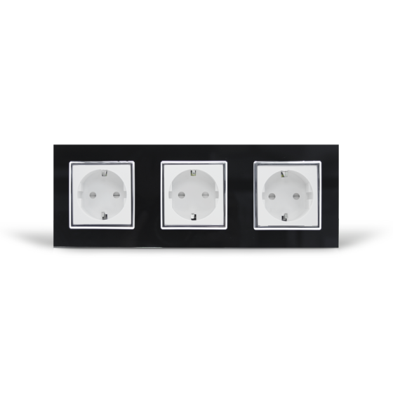 LIVOLO Потріна електрична розетка з заземленням LIVOLO, біла з чорною рамкою, хромованою вставк Коломыя