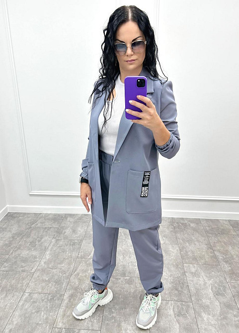 Жіночий повсякденний костюм "Altera" оптом | Норма і батал | Розпродаж моделі Сірий, 50-52 Київ - фото 1