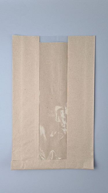 Паперові пакети крафт із прозорим віконцем 220х50х360, 40 г/м2, вікно 80 (100 шт.) Харків - фото 1