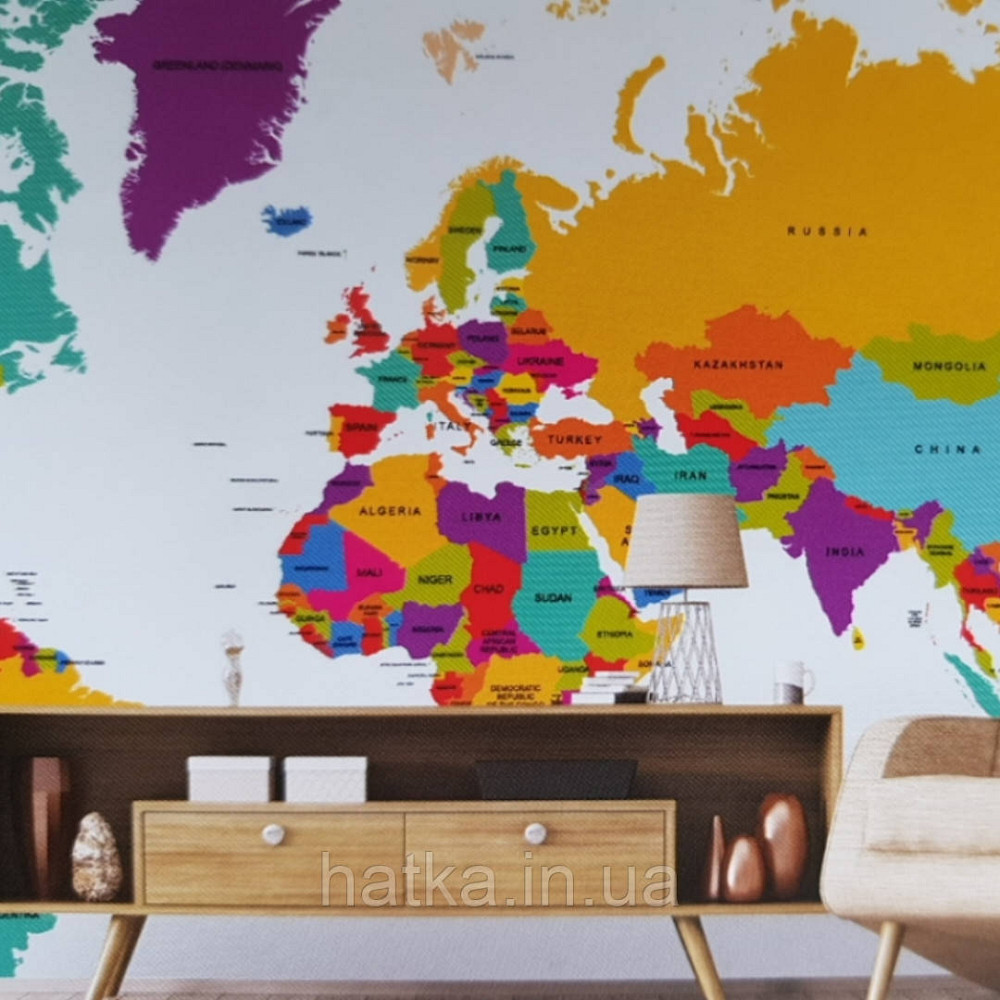 Шпалери вінілові на флізелін карта світу Київ - фото 8