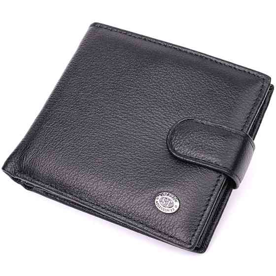 Мужской трендовый бумажник из натуральной кожи ST Leather 22553 Черный Киев