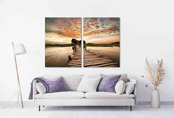 Модульная картина в гостиную / спальню Озеро захід сонця  TLV-2_017 120х170  см Киев