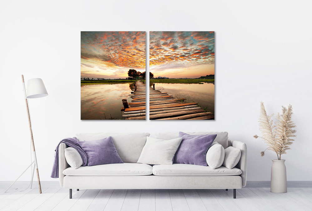 Модульная картина в гостиную / спальню Озеро захід сонця  TLV-2_017 120х170  см Киев - изображение 2
