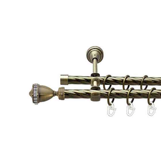 Карниз Orvit Етернія металевий дворядний відкритий скручена труба кільце металеве Антик 16\16 мм 240 см Львов