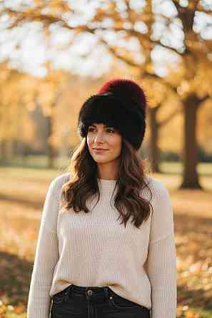 Шапка женская меховая фонарик Эльвира Бордовый Харьков