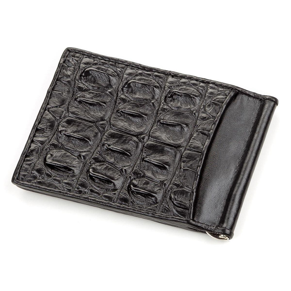 Зажим CROCODILE LEATHER 18169 из натуральной кожи крокодила Черный Киев - изображение 10
