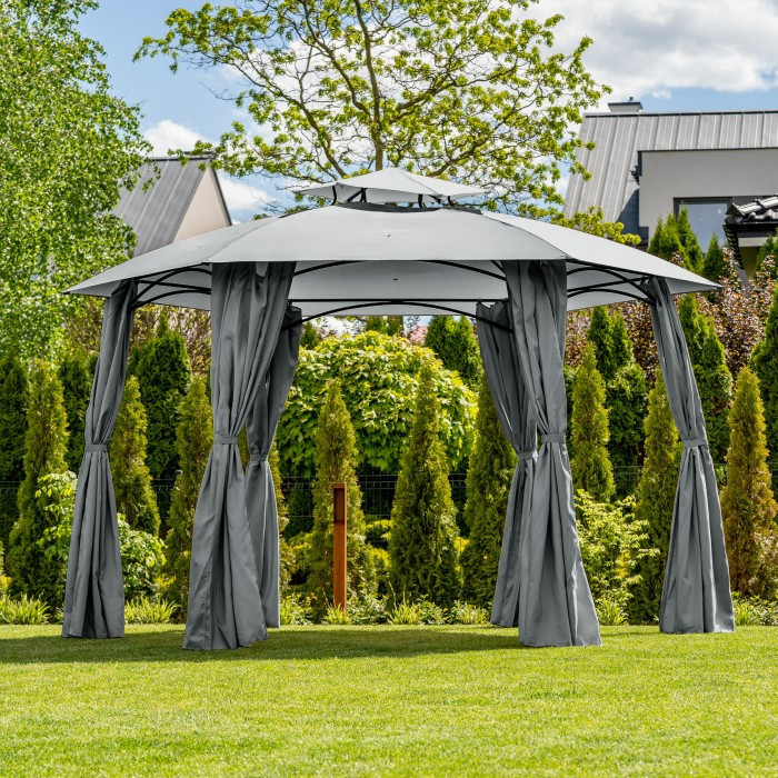 Павільйон садовий круглий діаметр 3,6 метра темно-сірий Mirpol Gavi Київ - фото 1