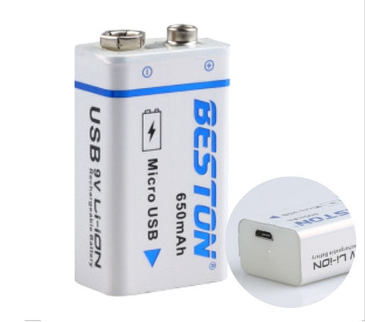 Аккумулятор крона Beston 650mAh 9V Li-ion microUSB Винница - изображение 3