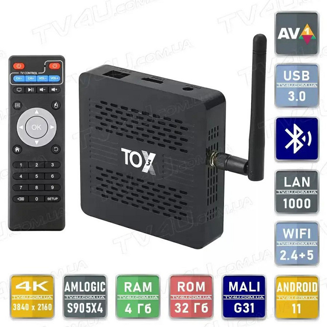 Смарт ТВ приставка TOX3 4/32 Гб Smart TV Box Android 11 Андроид ТВ бокс Киев - изображение 1