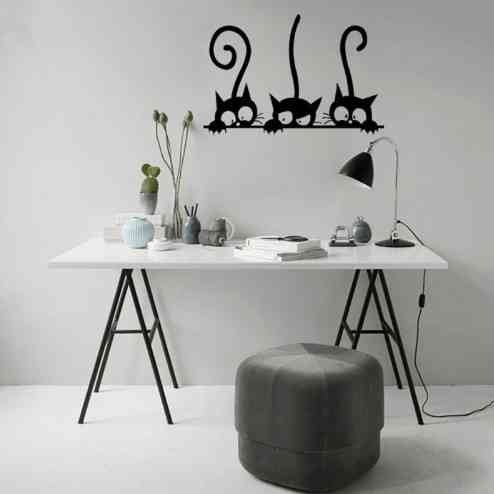 Вінілова наклейка з котами 20 на 30 см чорний Київ