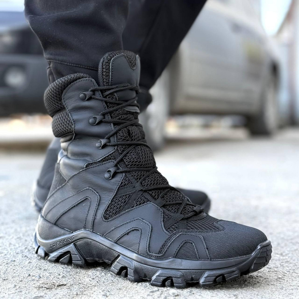 Військові берці літні чорні чоловічі з шкіри CRAZY HORSE, не ковзають, зручні, міцні Львів - фото 3