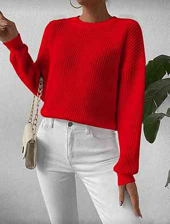 Женский теплый оверсайз свитер Акрил+шерсть Красный Одесса