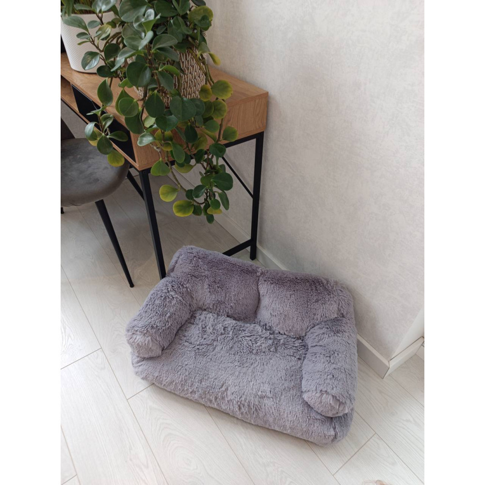 Меховой диван лежак для собак и кошек спальное место для животных съемны Incor серый 10079 Киев - изображение 5