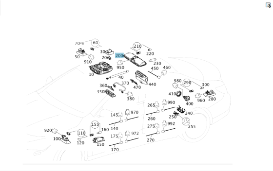 Mercedes-Benz  A2049060335 9051 Стельовий задній плафон чорний CLA C117 GLA X156 A-class W176 Одеса