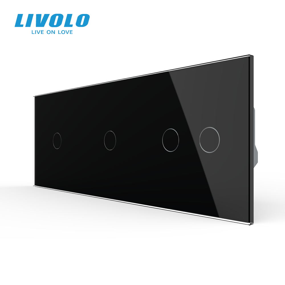 LIVOLO Сенсорний вимикач 4 сенсора (1-1-2) Livolo чорний скло (VL-C701/C701/C702-12) Коломыя - изображение 1