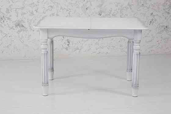 Стіл обідній Венеція (120+40)/80, білий+сріб патин Київ