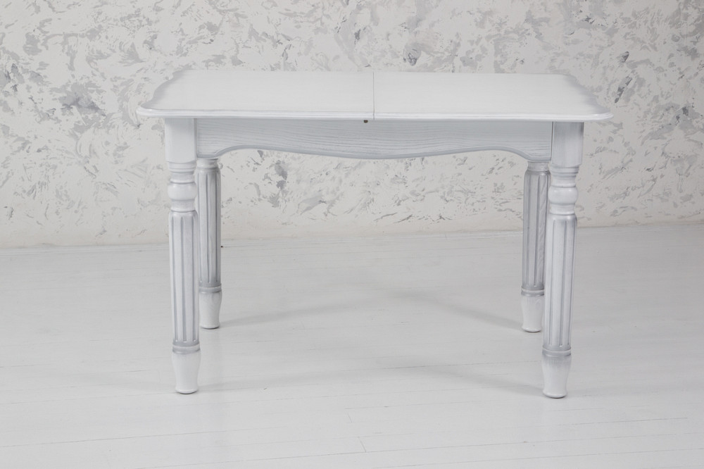 Стіл обідній Венеція (120+40)/80, білий+сріб патин Київ - фото 2