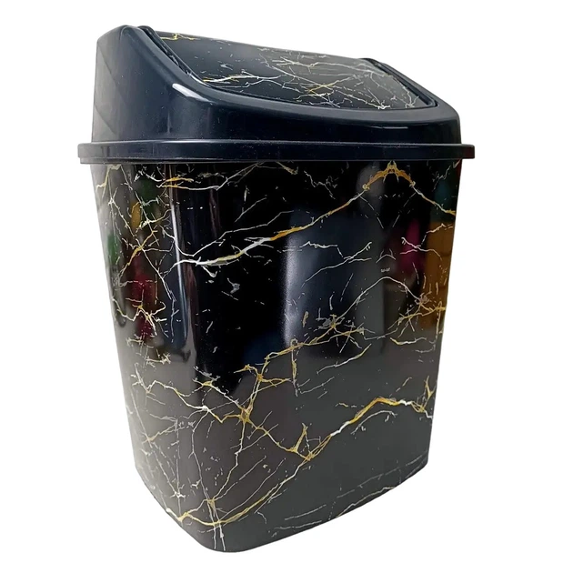 Відро для сміття 5л поворотна кришка Чорний мармур "ELIF" Харків - фото 1