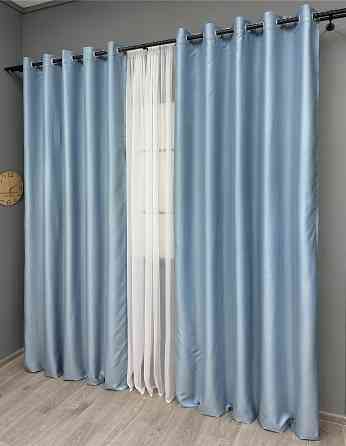 Комплект штор на люверсах VR-Textil Midnight № 1676ш 150х270 см 2 шт Блакитний (37-0199) Киев