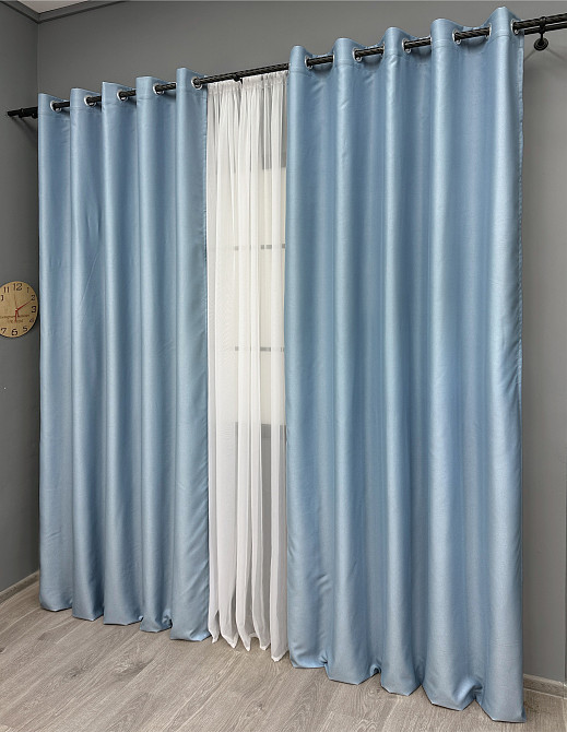 Комплект штор на люверсах VR-Textil Midnight № 1676ш 150х270 см 2 шт Блакитний (37-0199) Київ - фото 4