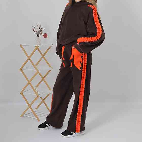 Підлітковий флісовий теплий костюм на зиму "Полум’я" Шоколадного кольору Кам'янець-Подільський