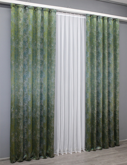 Комплект готових штор VR-Textil Мармур Al-9 № 1635ш Зелений з бірюзовим 150х290 см 2 шт (33-0479) Київ - фото 4
