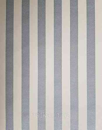 Шпалери вінілові на флізеліні Rasch Trianon Xlll 0.53х10 класика структурні смуги блакитні зі сріблом білі Київ