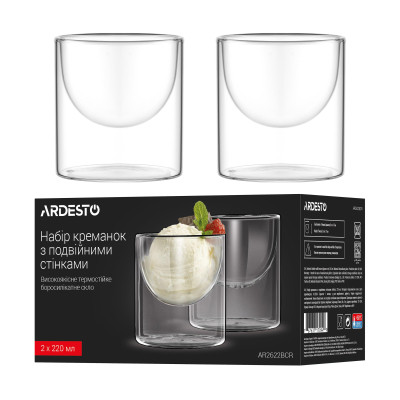Креманка Ardesto Набір 2шт, 220мл, боросилікатне скло, прозорий (AR2622BCR) Винница - изображение 5