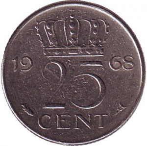 Монета 25 центов. 1968 год, Нидерланды. Полтава - изображение 1