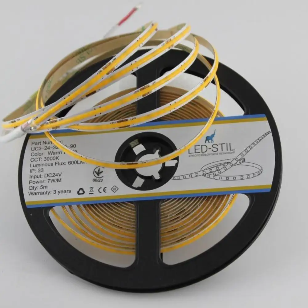 LED-STIL Світлодіодна стрічка LED-STIL 3000K 7 Вт/м COB 320 діодів IP33 24 Вольта 600 Lm тепле Коломия - фото 10