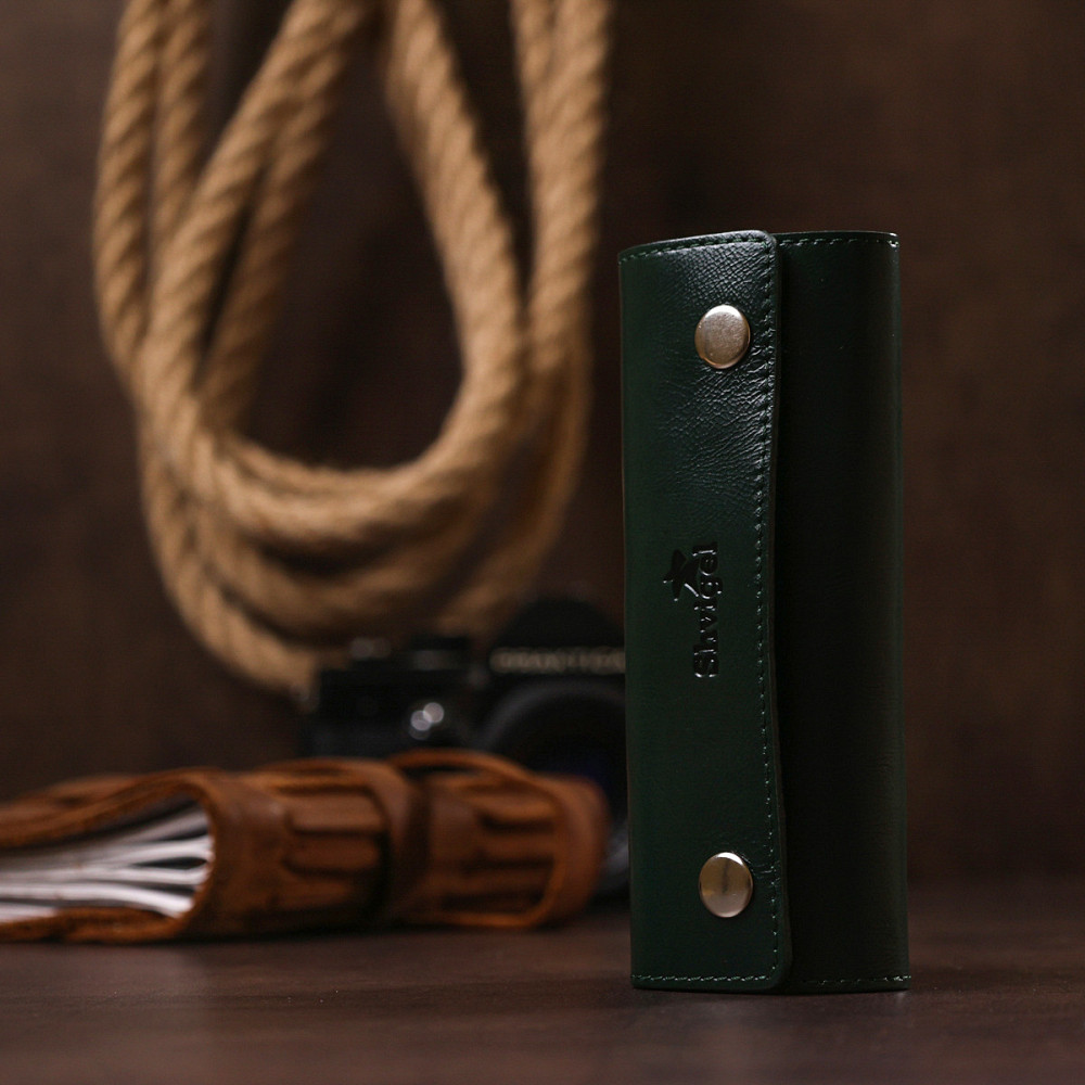 Современная кожаная ключница Зеленый (SHVIGEL) Киев - изображение 2