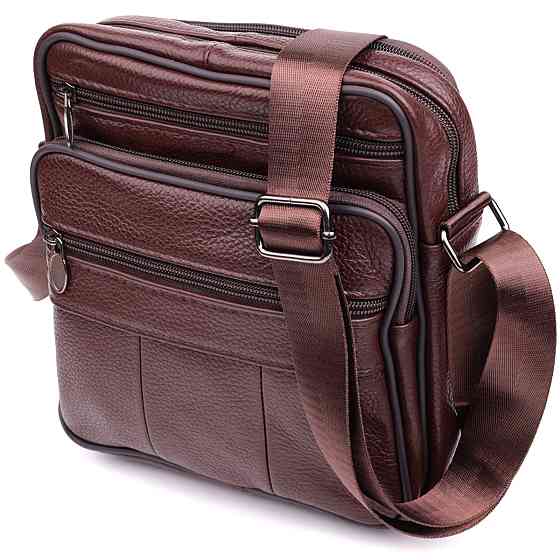 Зручна чоловіча сумка з натуральної шкіри 22858 Vintage Коричневий Київ