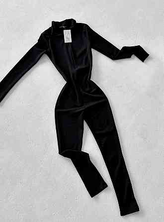 Женский базовый облегающий комбинезон с утеплением турецкий плотный эластичный рубчик на флисе Одесса