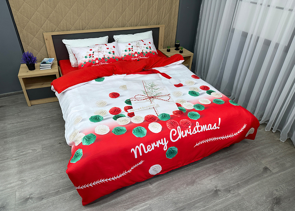 Комплект постільної білизни Фланель, Epico Євро 200х220 з Різдвяним принтом (88-197) Київ - фото 3