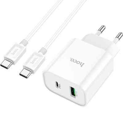 Зарядний пристрій HOCO C80A Plus Rapido PD20W+QC3.0 charger set(C to C) White (6931474779908) Вінниця
