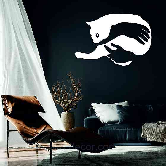 Декоративное настенное Панно  «Кот-руки» Декор на стену 90*61 см, Белый Киев