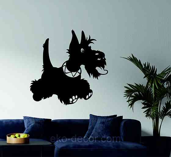 Декоративне настінне Панно «Шотланський тер'єр», Декор на стіну 90*90 см, Чорний Київ