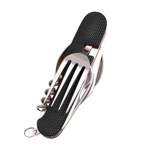 Туристический набор столовых приборов 6 в 1, складной нож, ложка, вилка, открывалка, штопор, походный комплект Киев - изображение 5