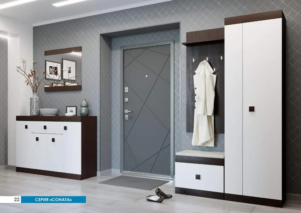 Прихожая Эверест Соната 2 (модульная - 5 элементов) венге темный + белый (DTM-2194) Днепр - изображение 1
