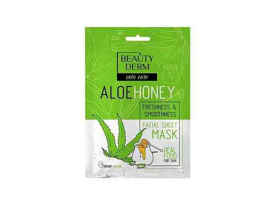 Маска для обличчя 25мл тканинна Алое Мед ТМ BEAUTYDERM Київ