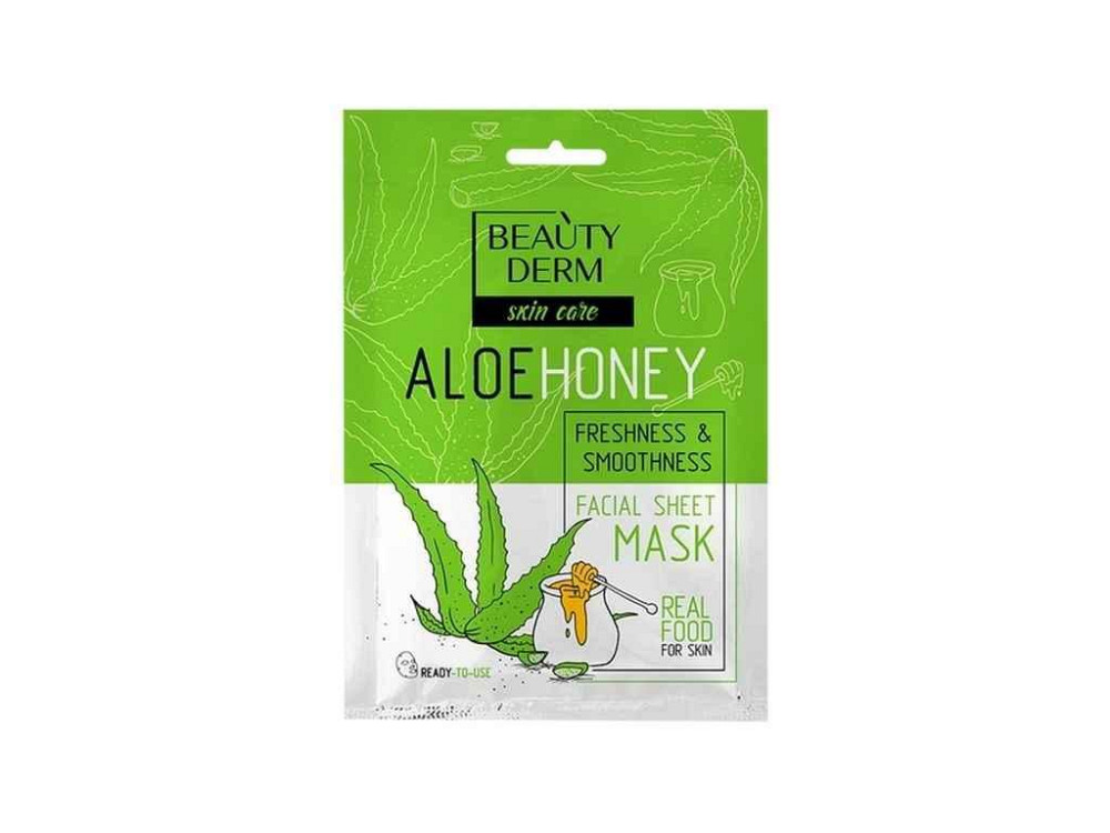 Маска для обличчя 25мл тканинна Алое Мед ТМ BEAUTYDERM Київ - фото 1